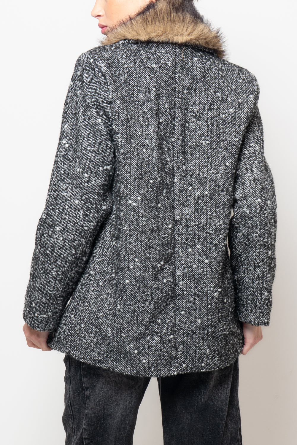 Giacca sale e pepe con pelliccia