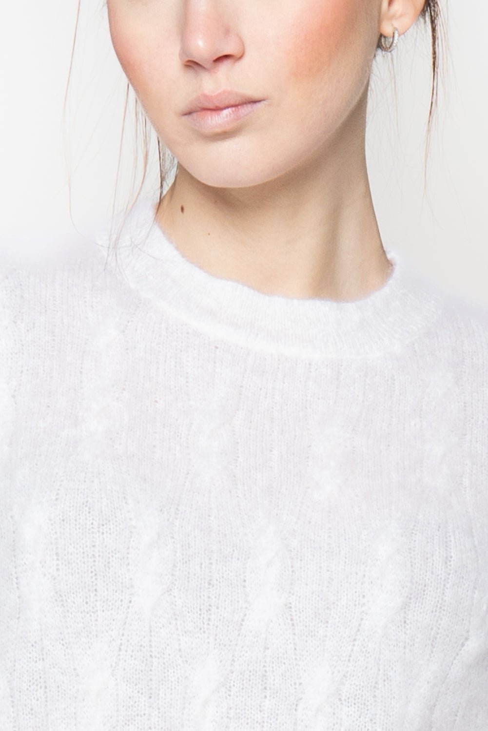 Maglia a treccia in superkid mohair