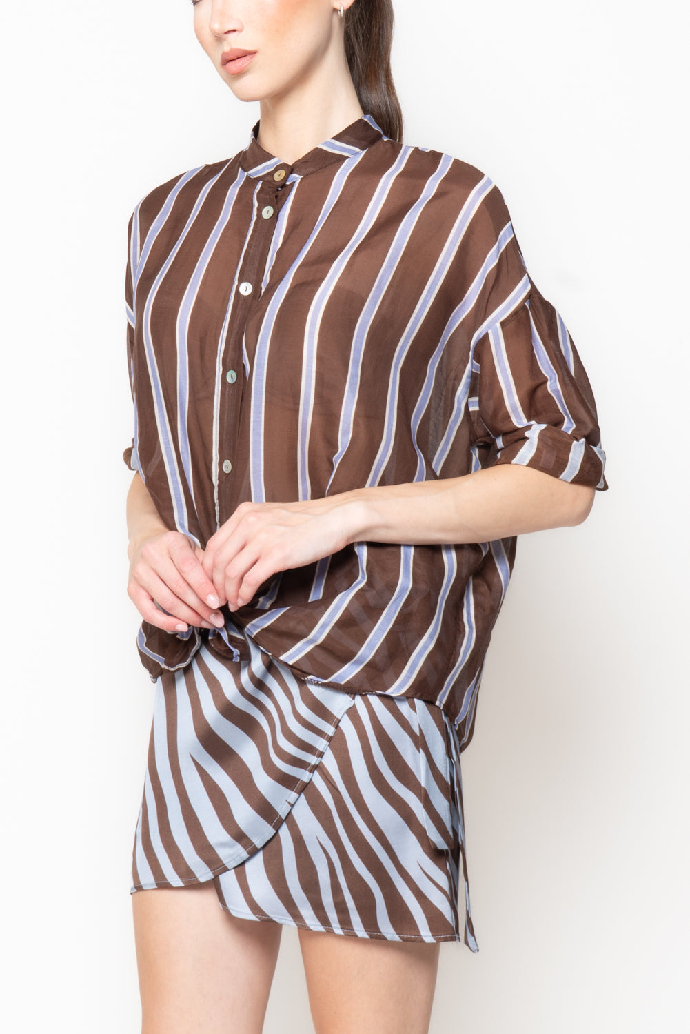 Camicia misto seta a righe