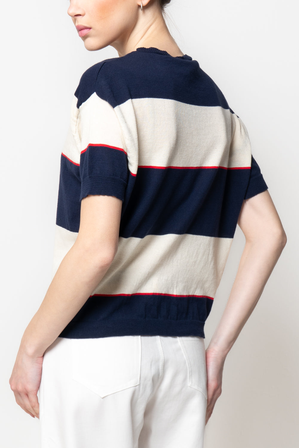 T-shirt in maglia a righe in cotone