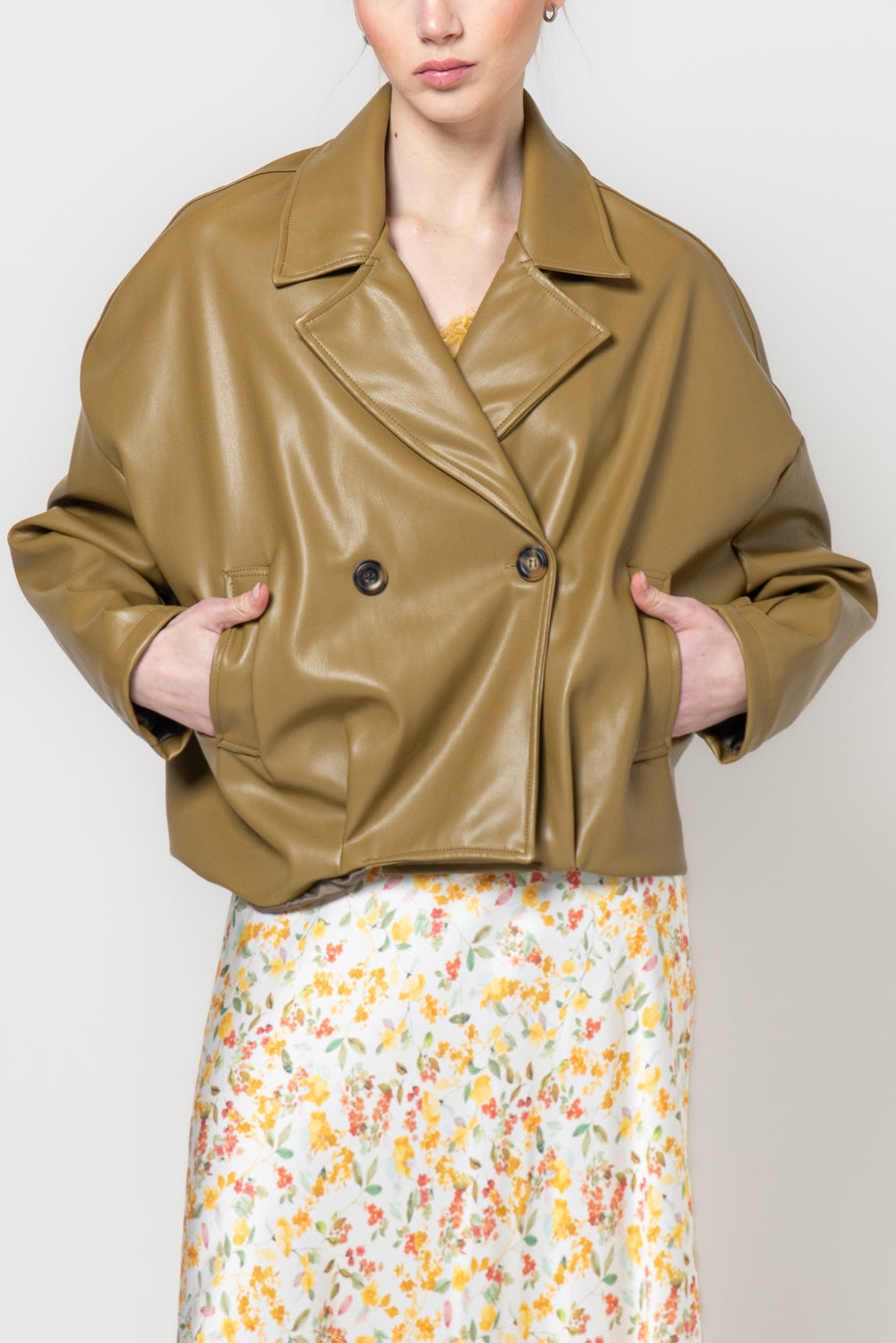 Bomber doppiopetto in similpelle