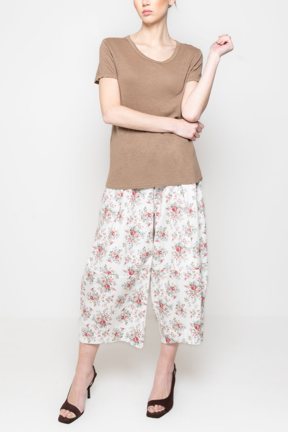 T-shirt paricollo 100% lino