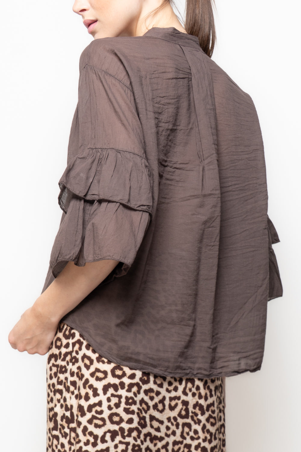 Camicia manica svasata in cotone