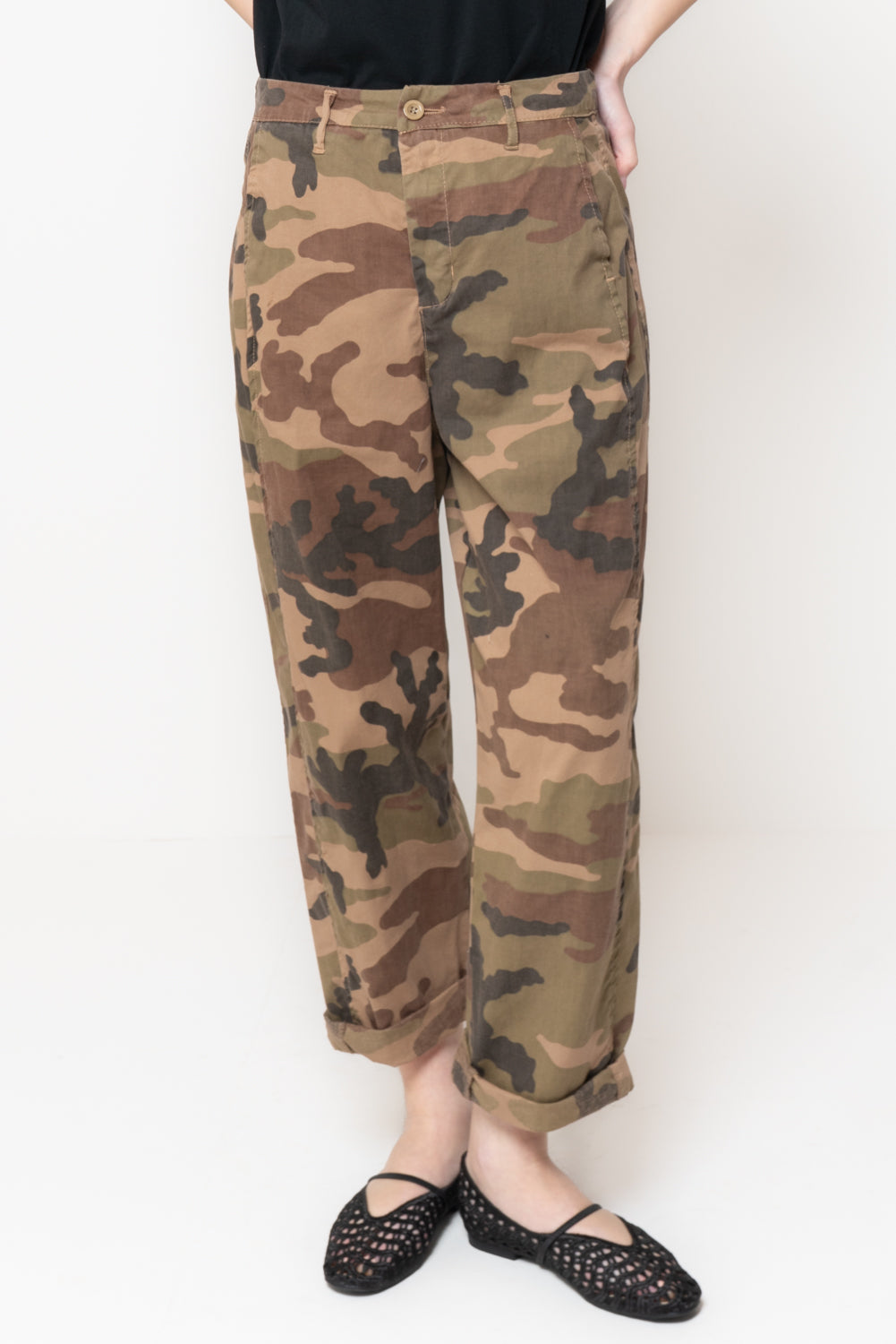 Pantaloni camouflage in cotone