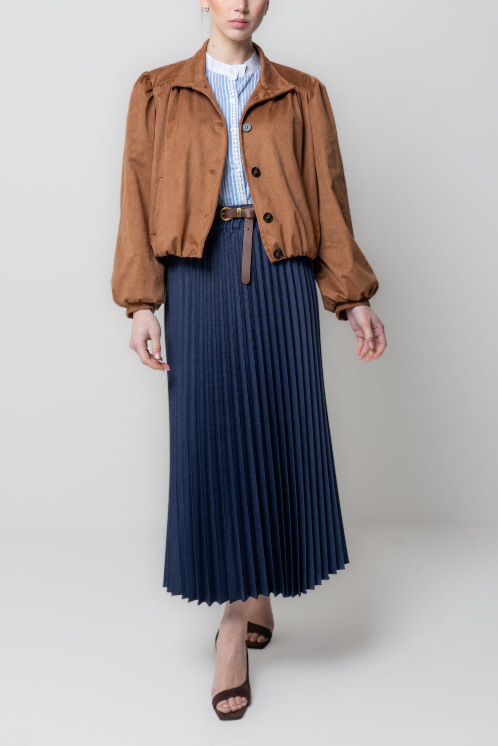 Bomber Scamosciato con Arricciature