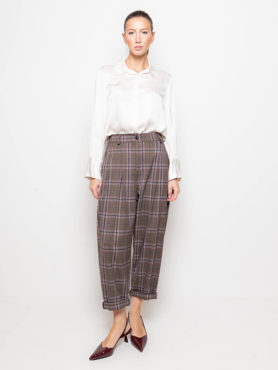 Pantalone tartan con pences