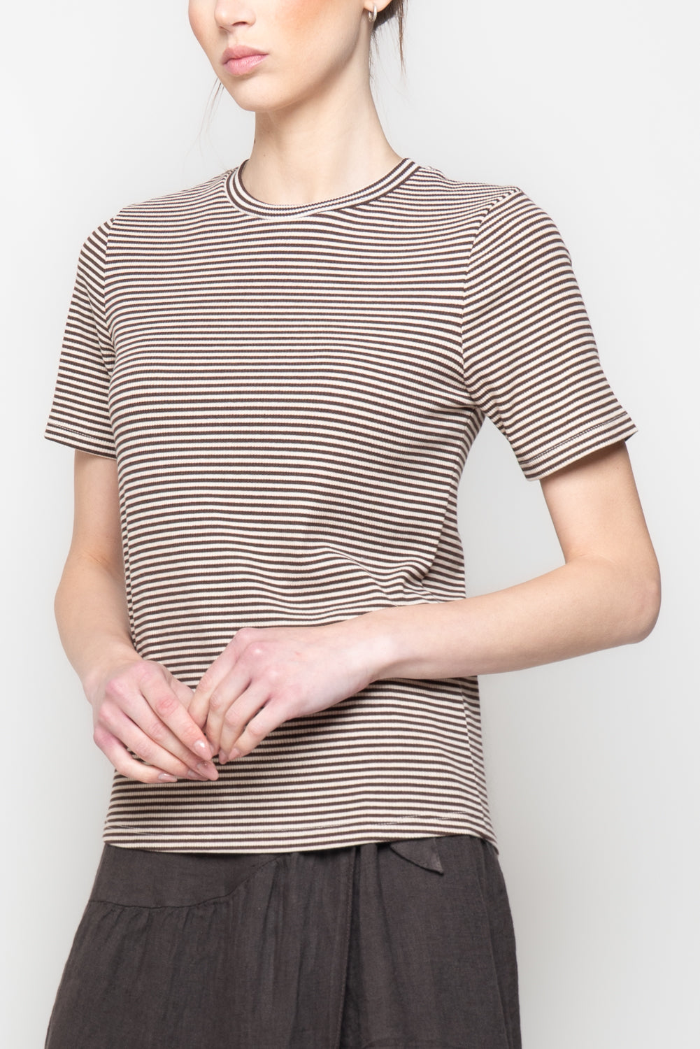 T-shirt Micro-Righe a Costine