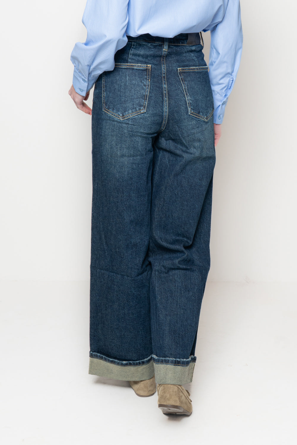 Jeans wide con ribalta