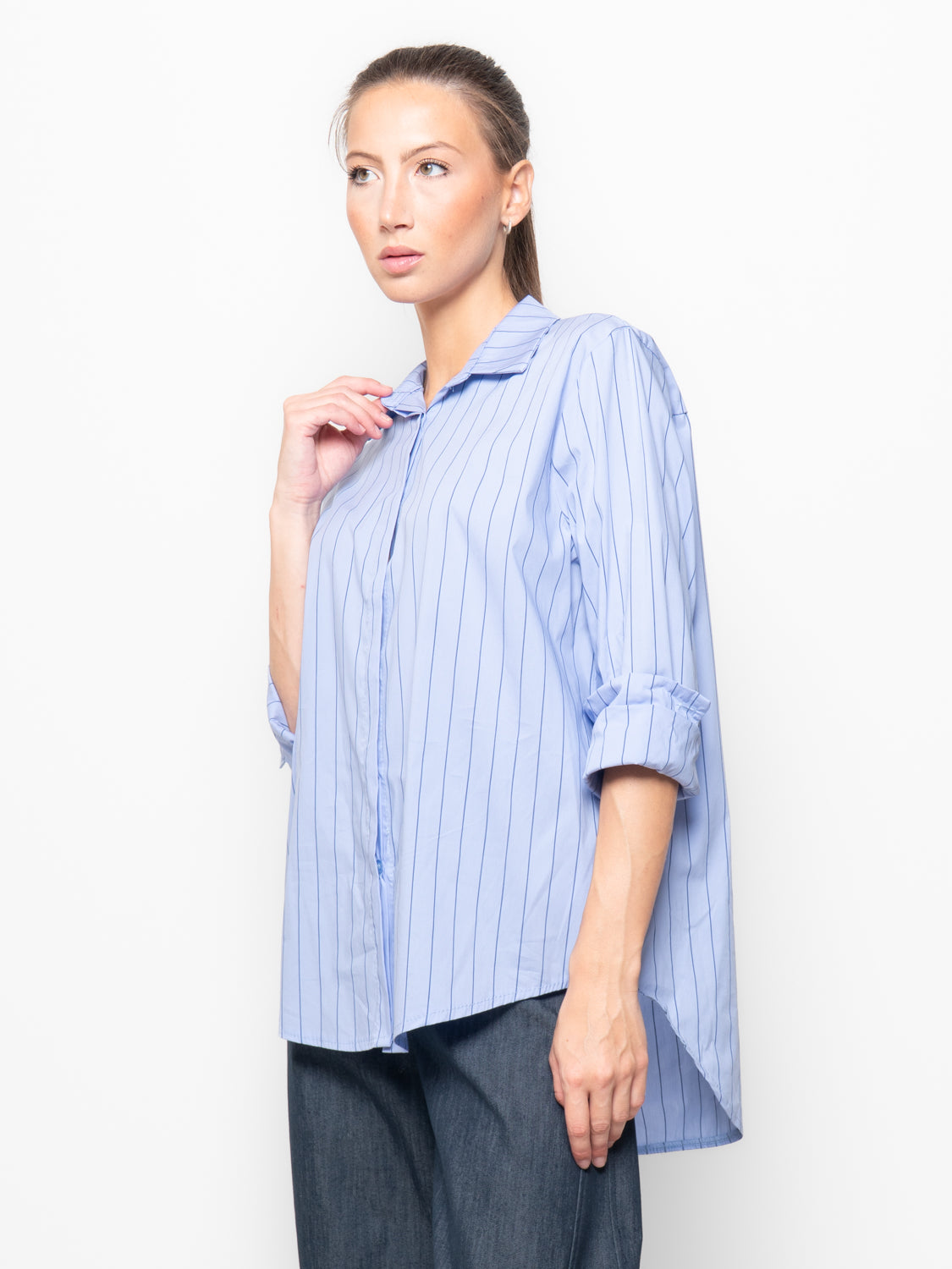 Camicia gessata oversize