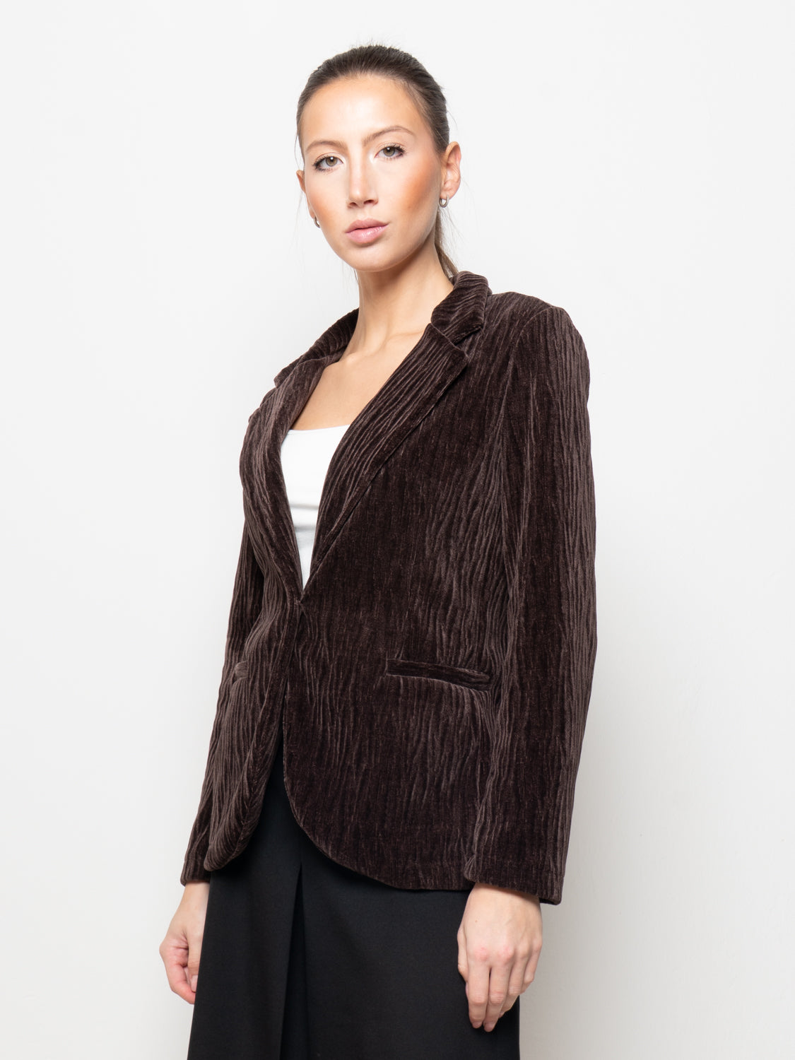 Blazer monopetto in velluto rigato