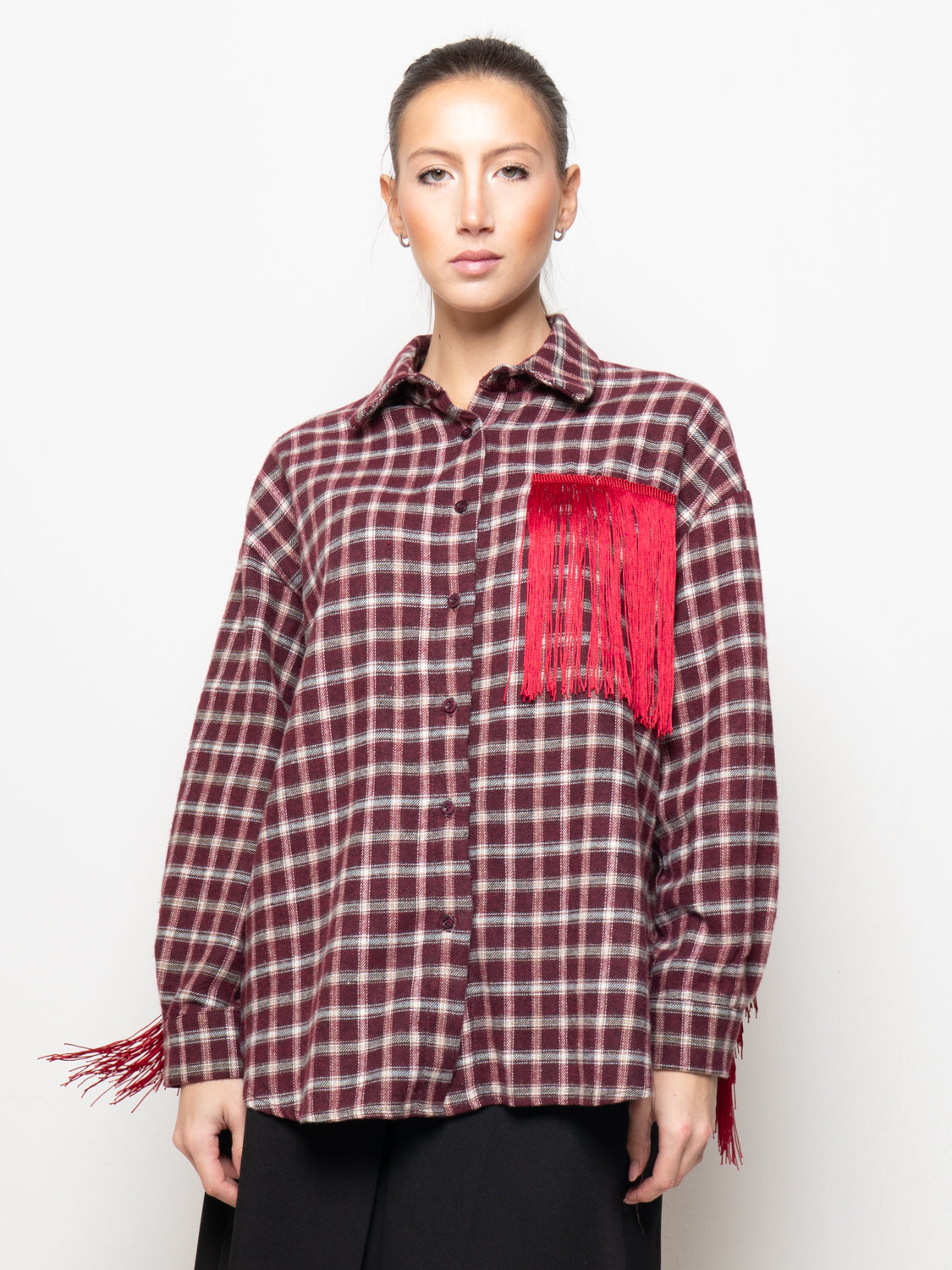 Camicia a quadri con frange