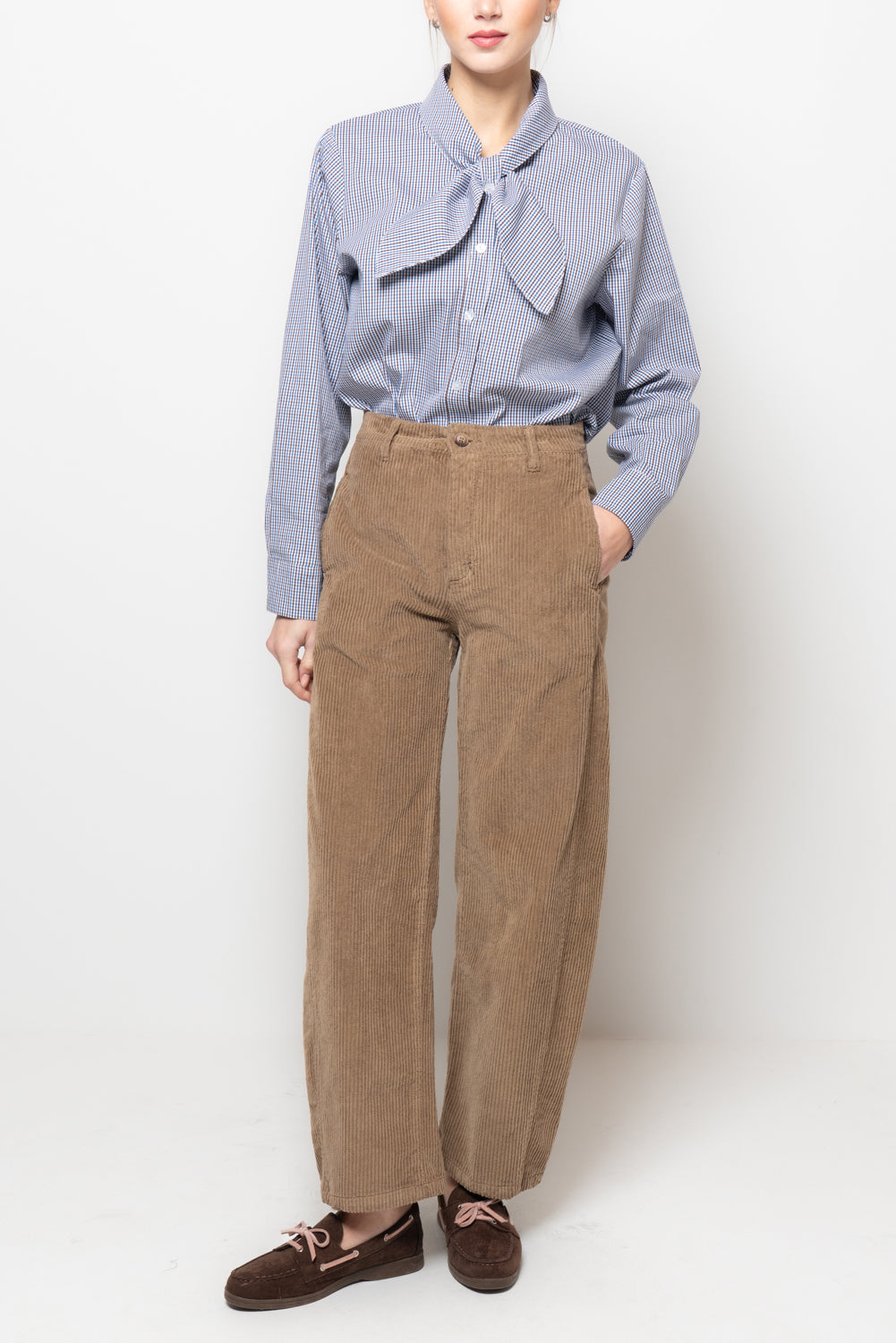 Pantaloni barrel in velluto