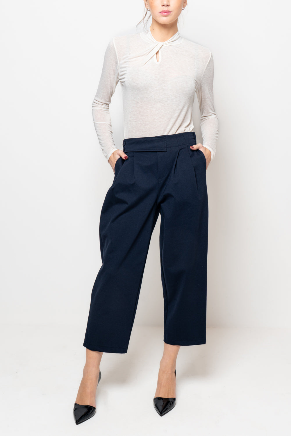 Pantalone in punto milano doppio bottone