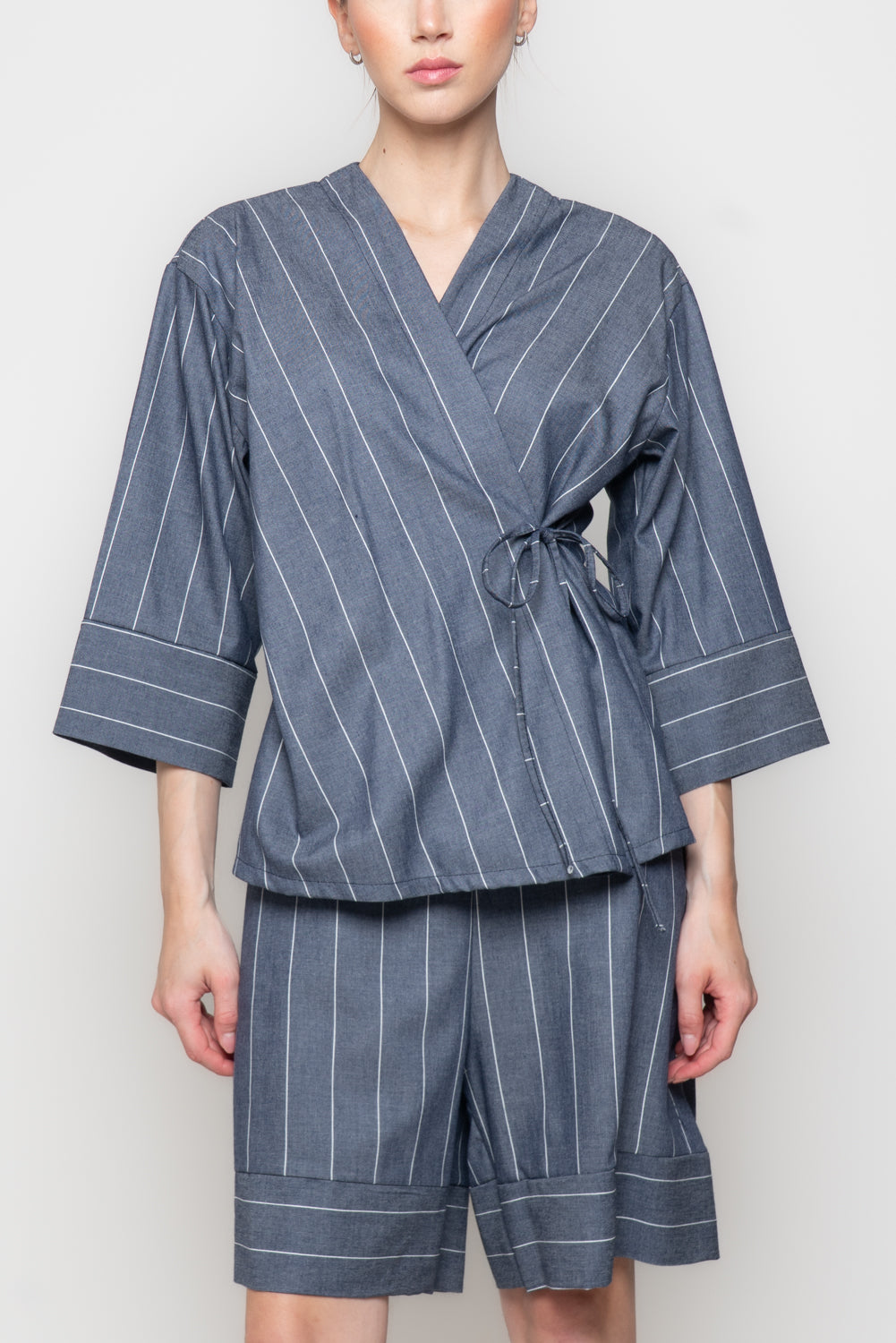 Blusa a Portafoglio Gessata