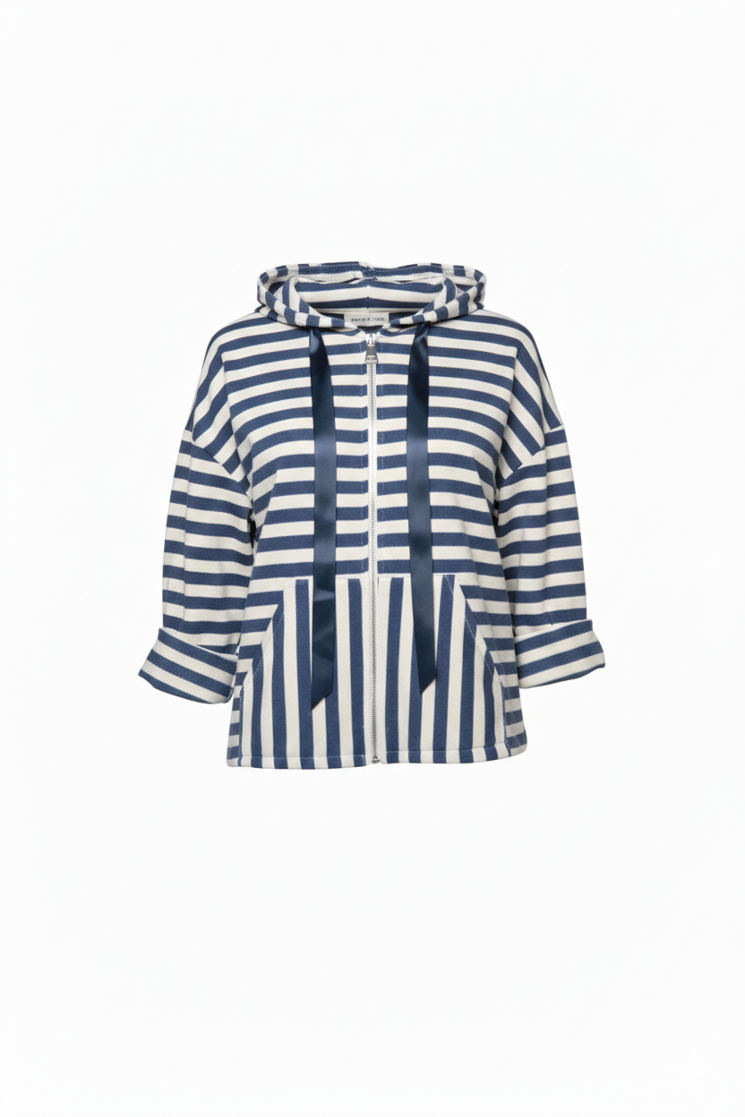 Felpa a righe con cappuccio