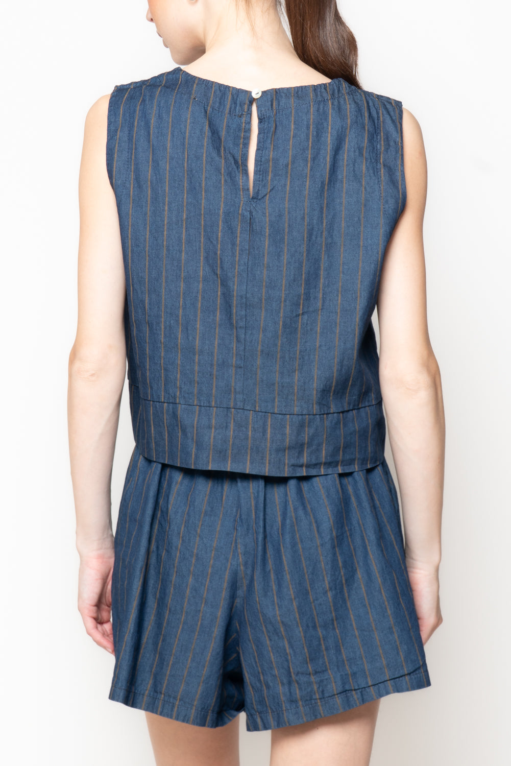 Top gessato in Denim Leggero