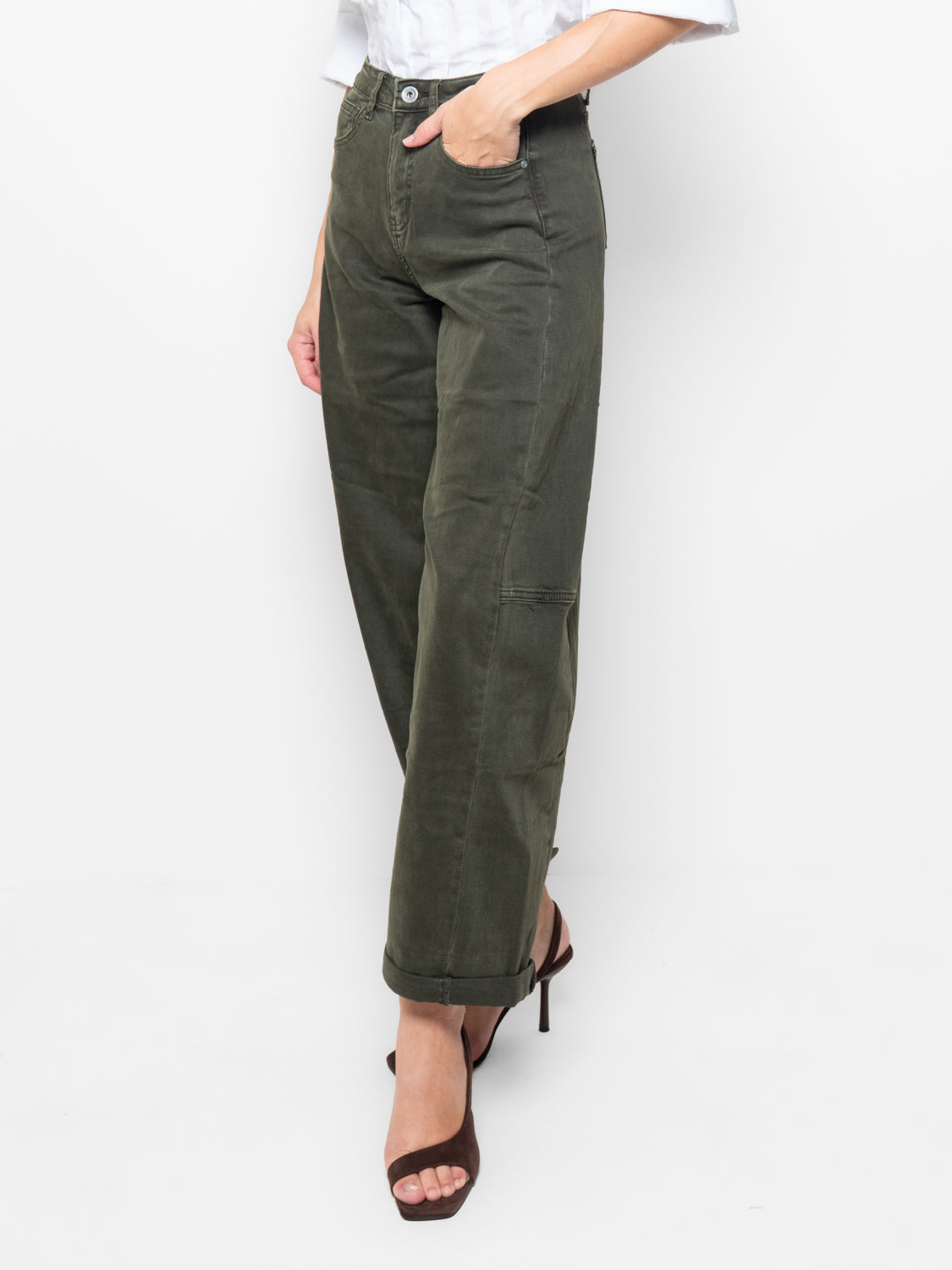 Pantalone barrel in cotone