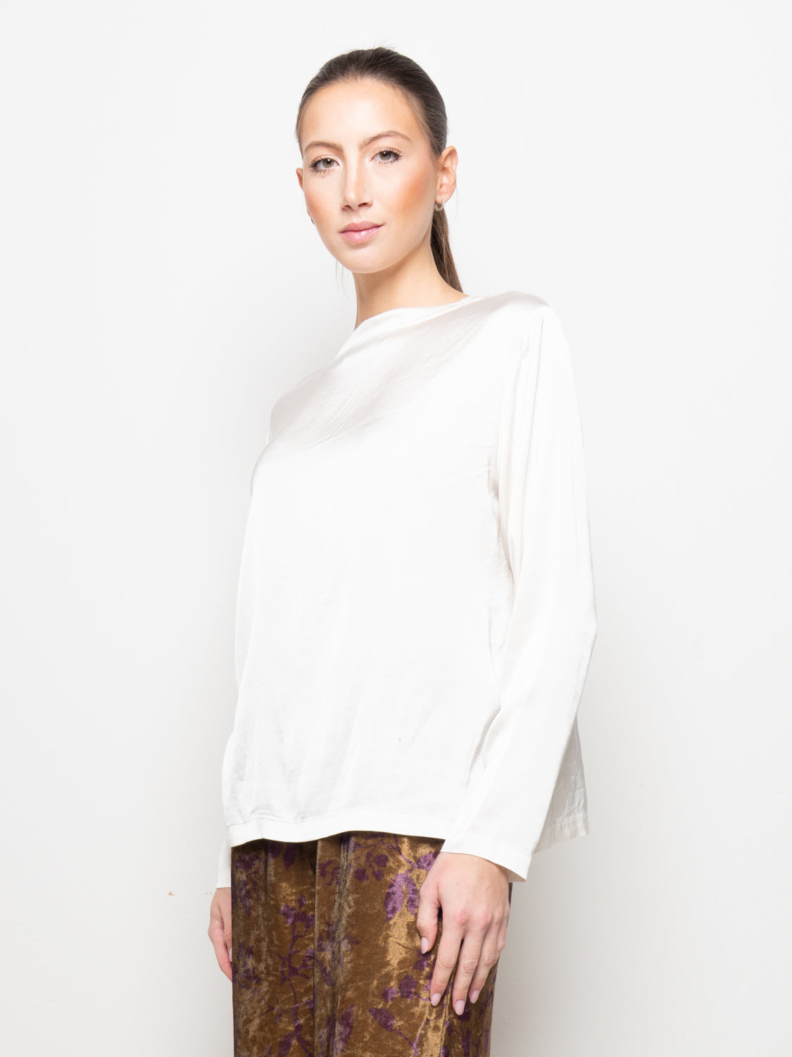 T-shirt maniche lunghe in satin