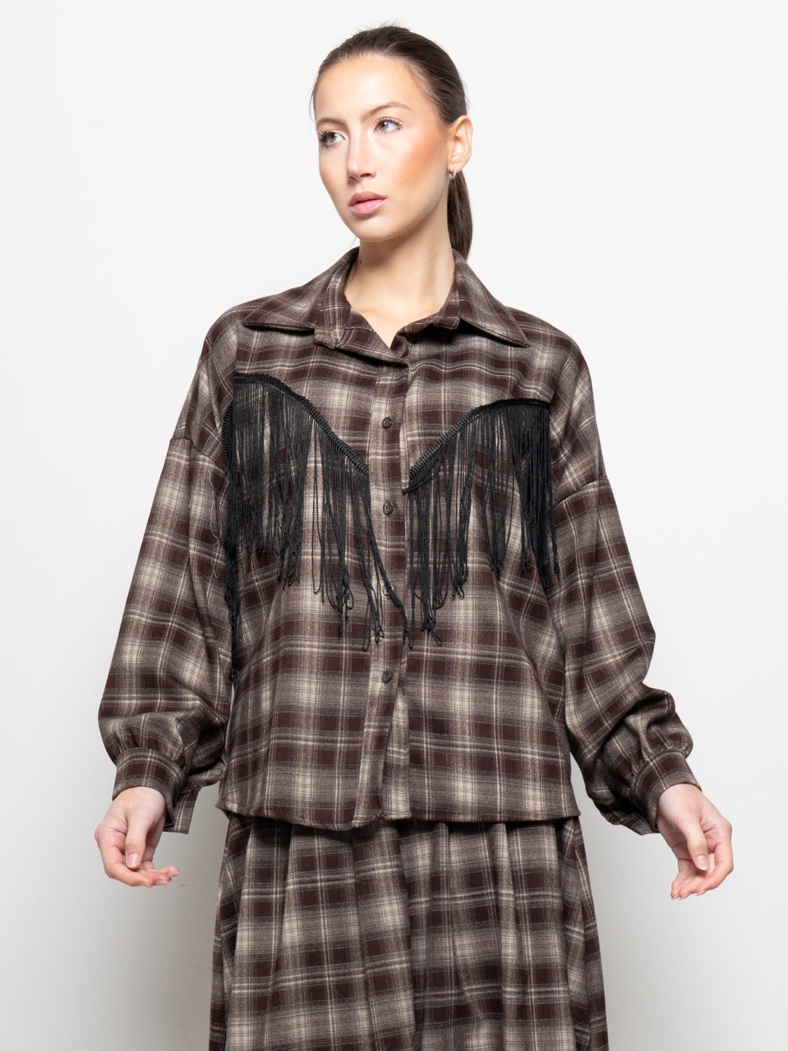 Camicia a quadri con frange