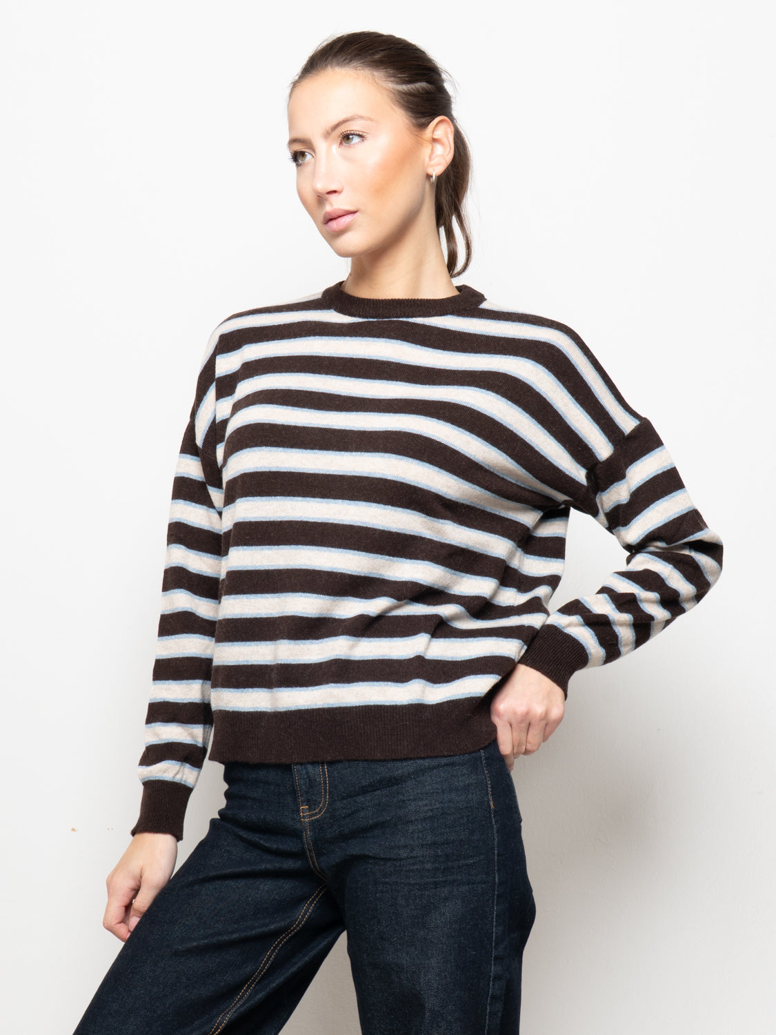 Maglia a righe misto cashmere