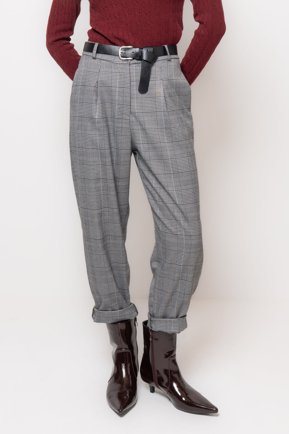 Pantaloni baggy in fantasia check