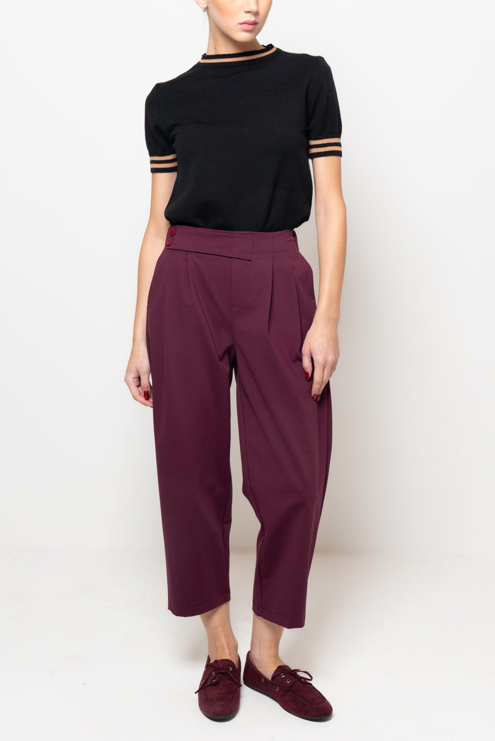 Pantalone in punto milano doppio bottone