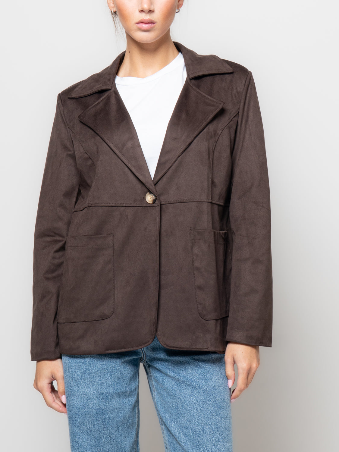 Giacca in suede con cuciti