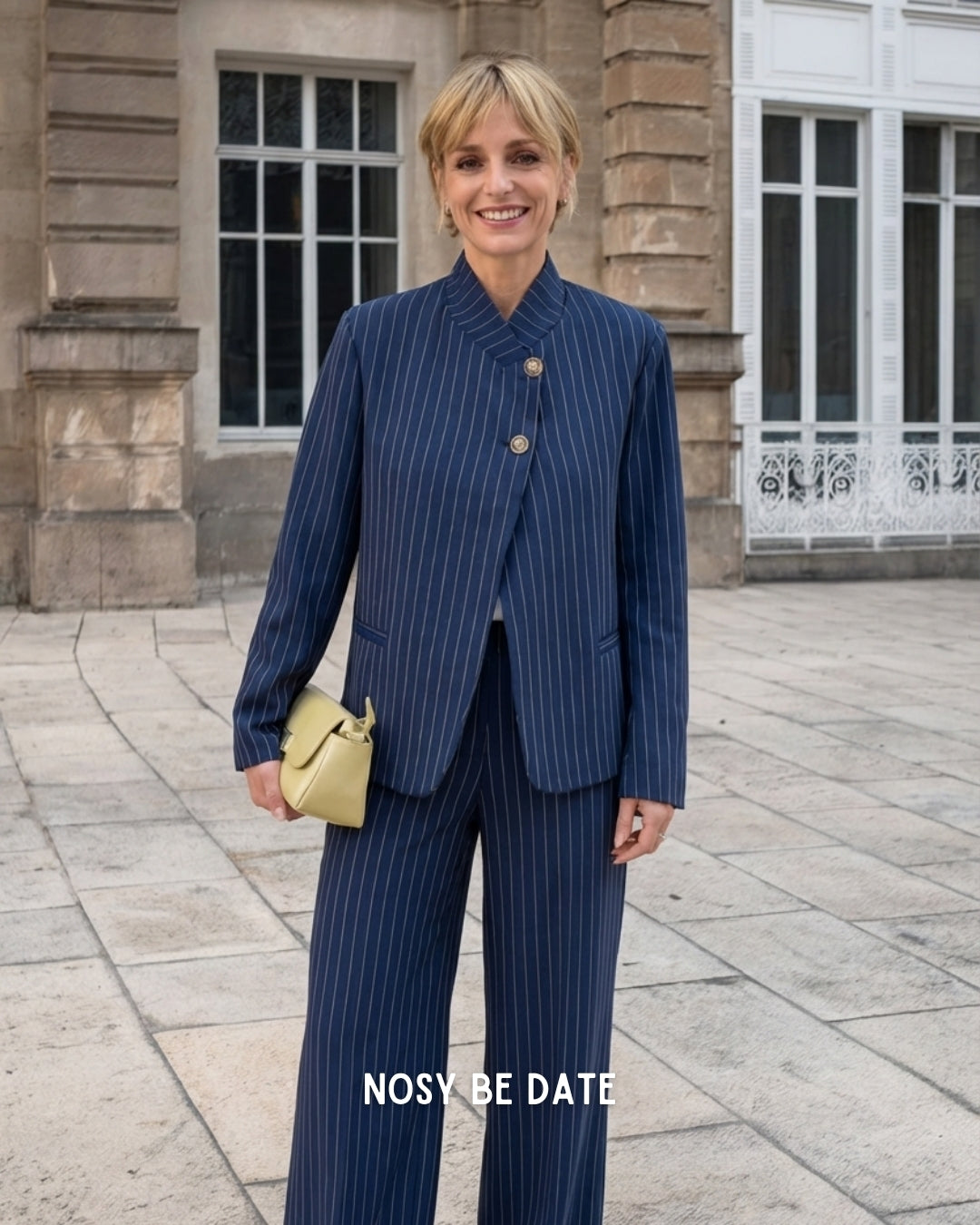 Giacca alla Coreana in Tessuto Gessato