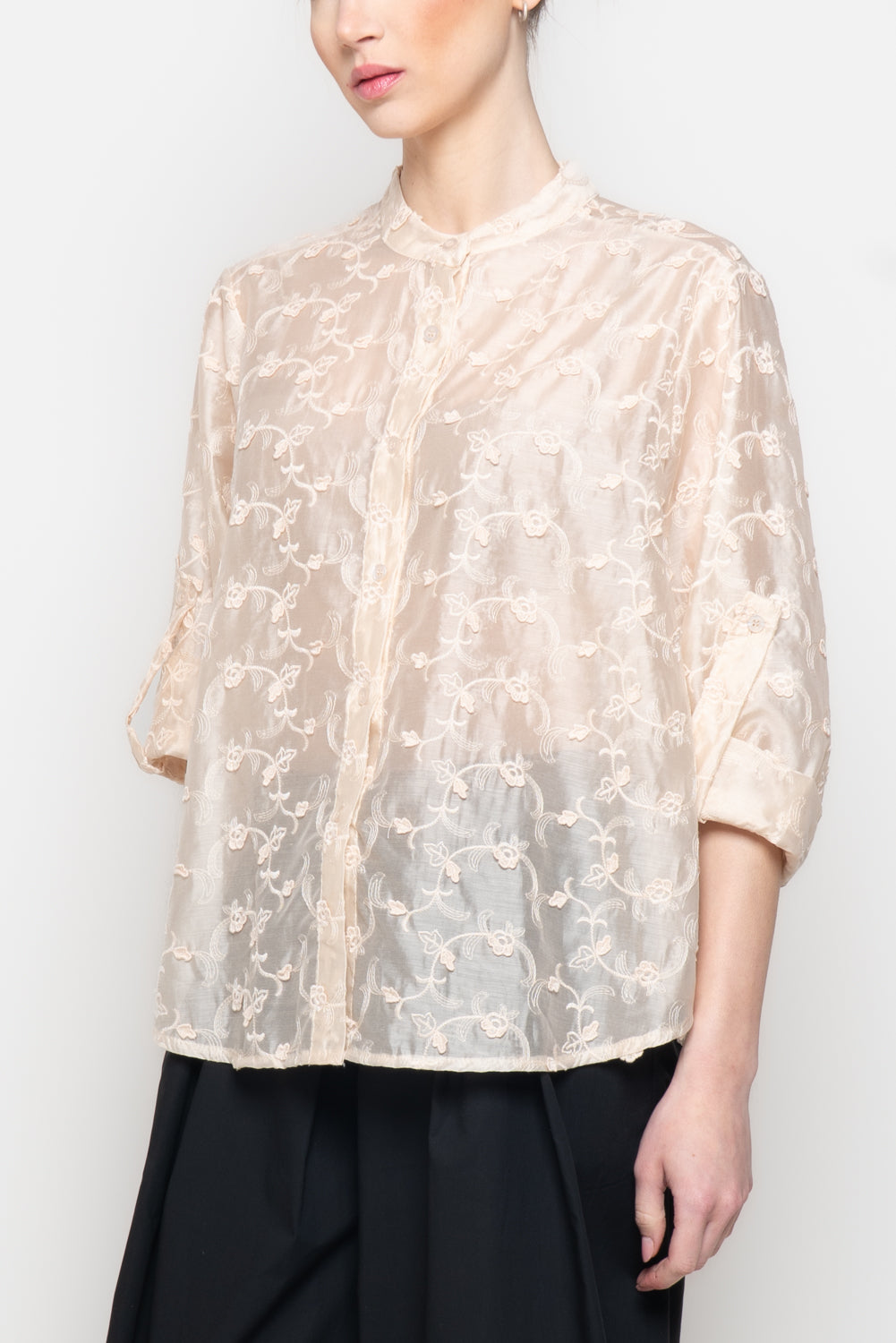 Camicia con Ricami Floreali