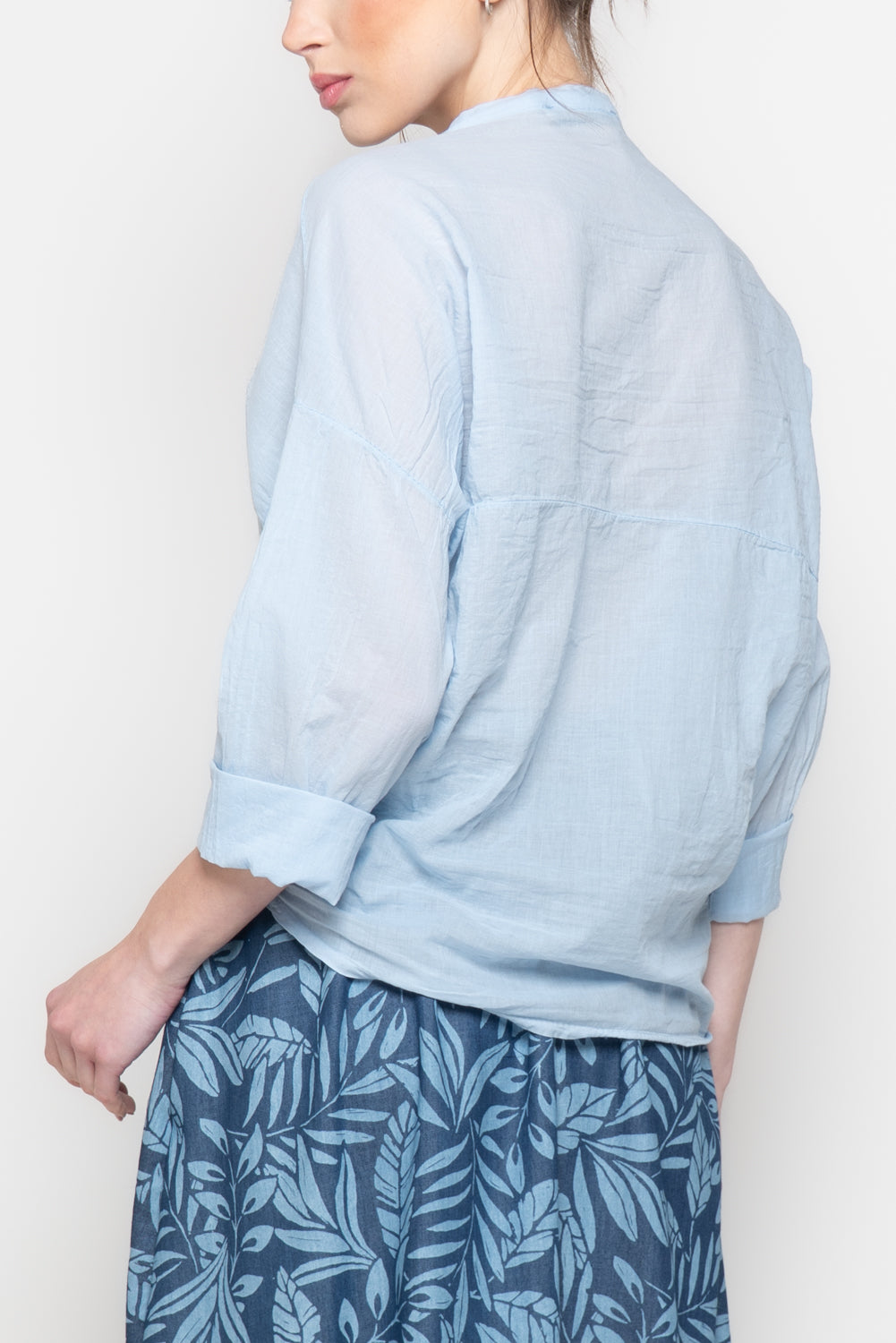 Camicia Oversize con Scollo alla coreana