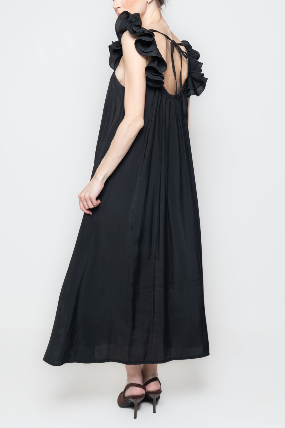Abito Midi con Spalline a Balze