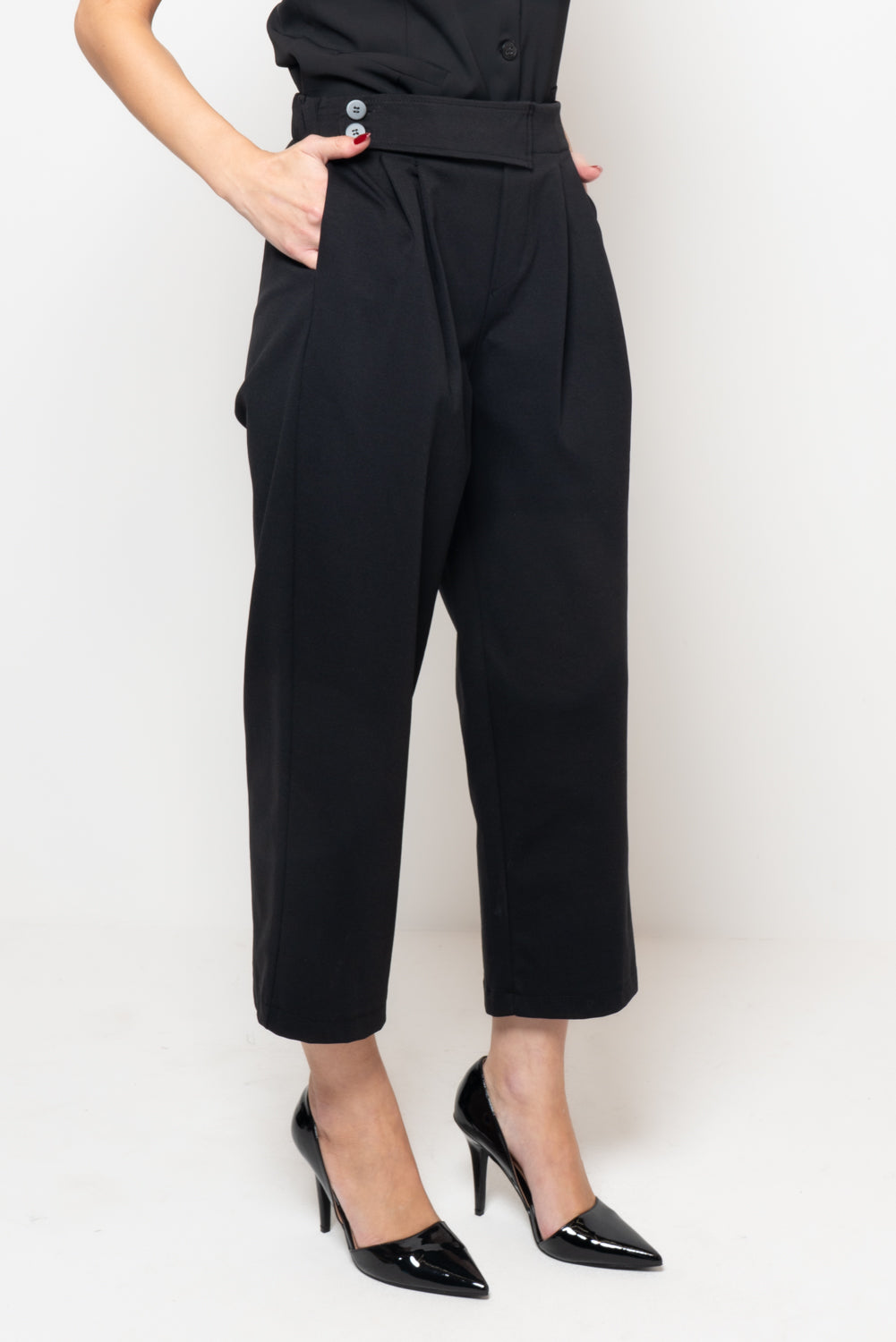 Pantalone in punto milano doppio bottone