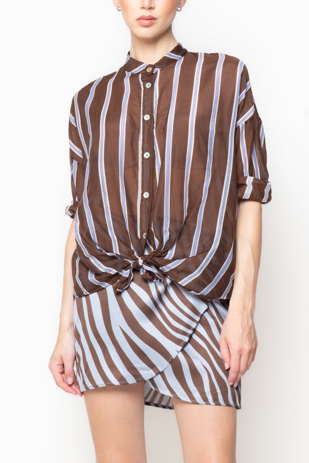 Camicia misto seta a righe