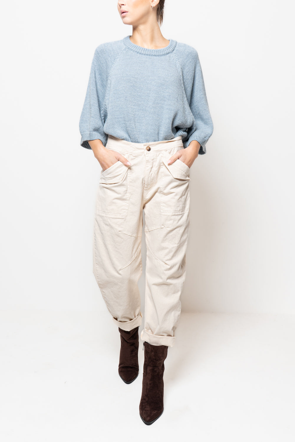 Pantalone baloon con tasca con risvolto