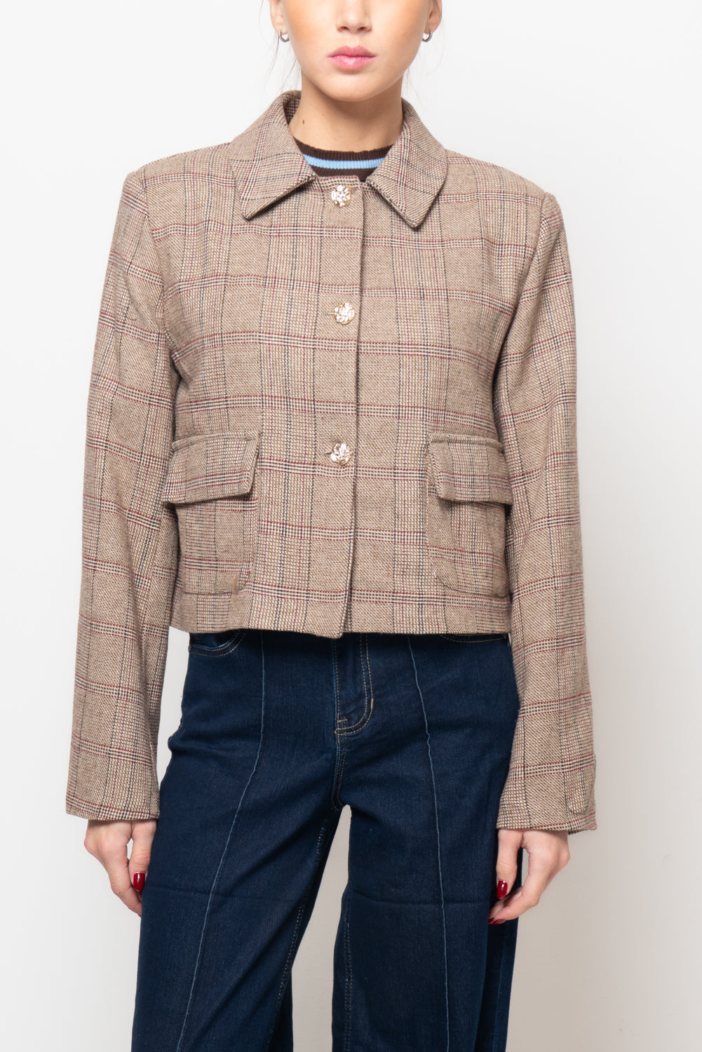 Giacca tartan con colletto