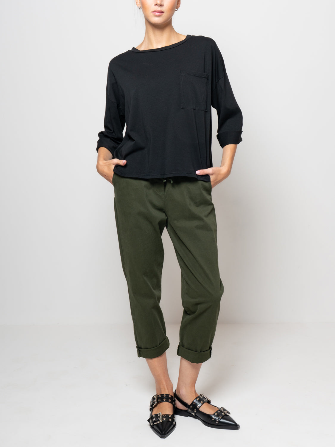 T shirt a manica lunga con tasca