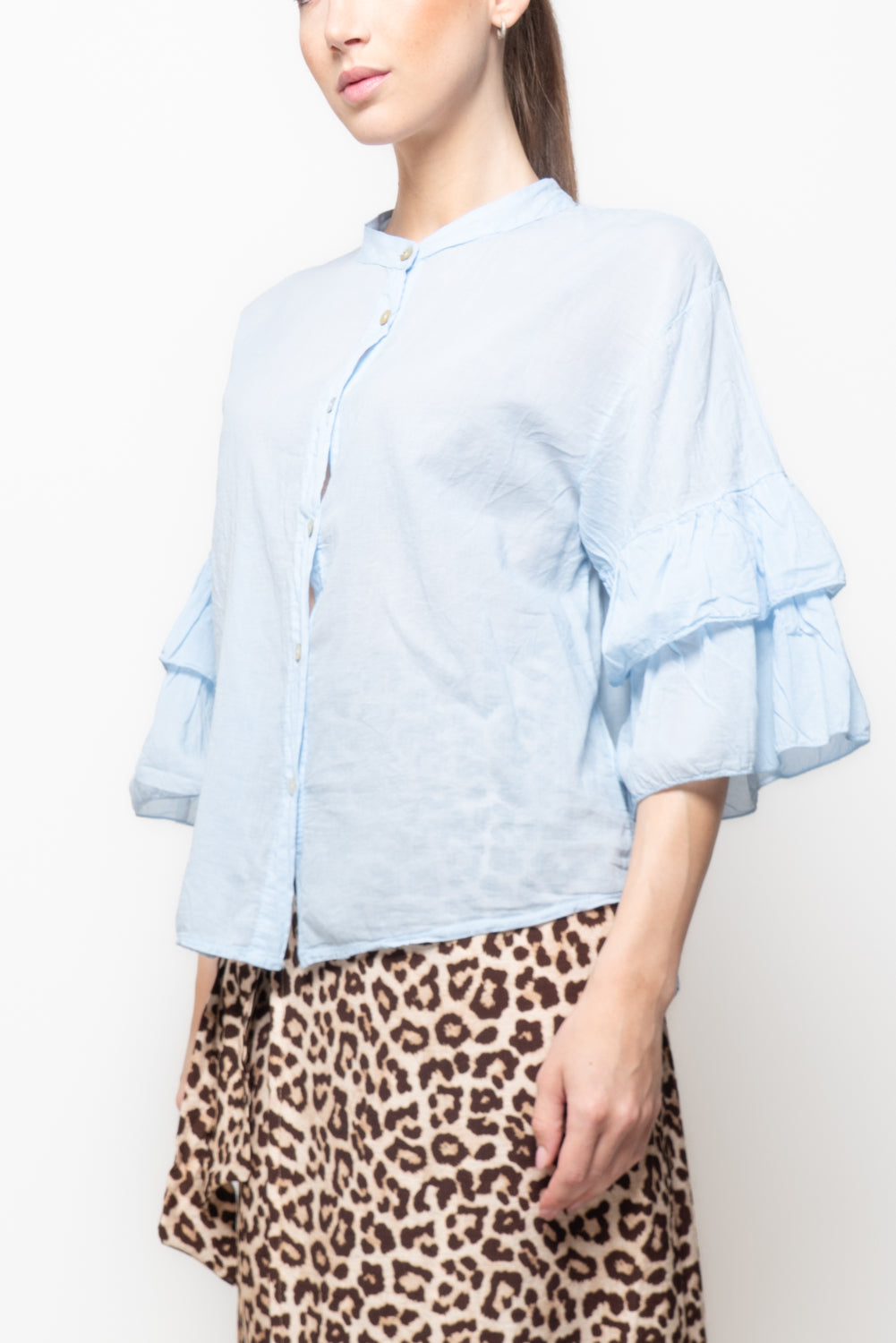 Camicia manica svasata in cotone