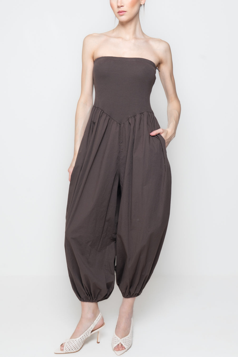 Tuta Strapless con Fondo a Palloncino