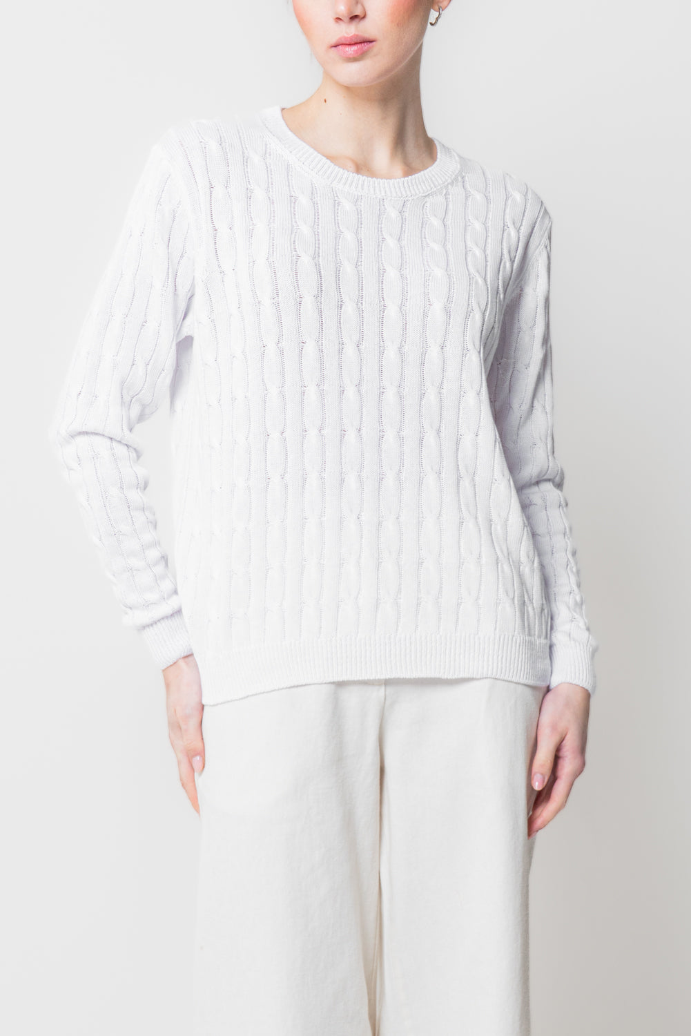 Maglia a Trecce in Cotone Leggero