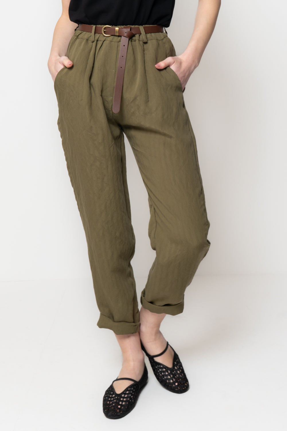 Pantalone a Sigaretta a Trama Rigata