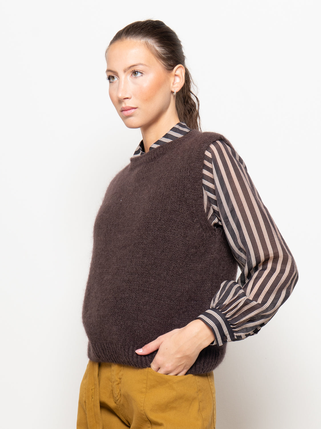 Gilet in maglia mohair senza maniche