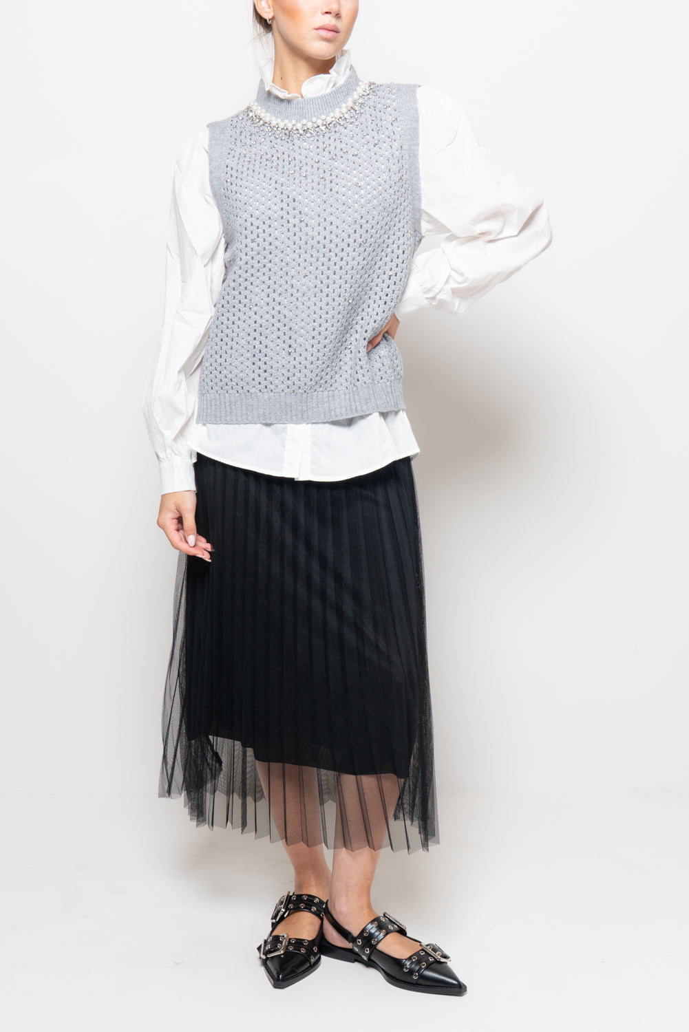 Camicia e gilet con strass