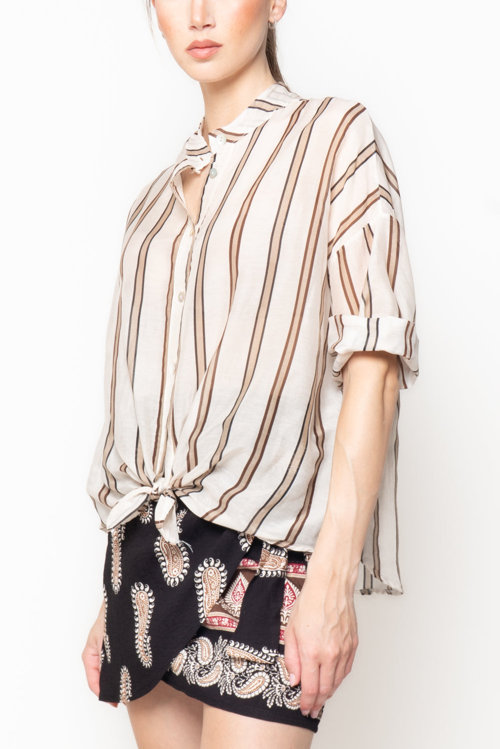 Camicia misto seta a righe