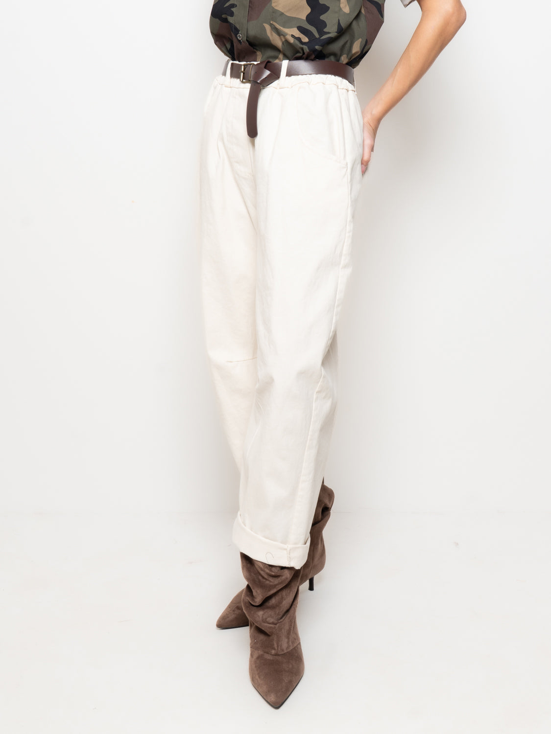 Pantalone cargo a vita alta