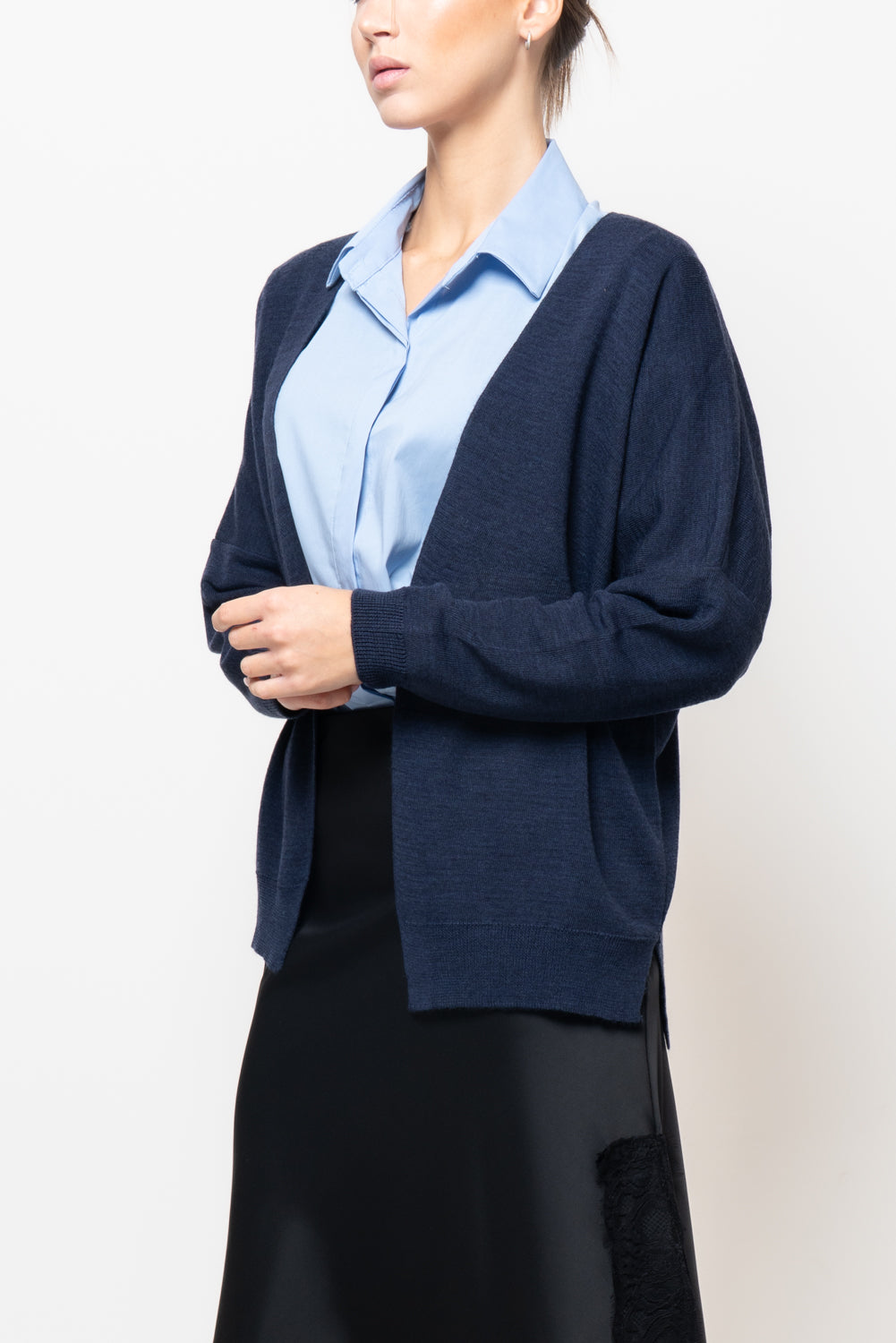 Cardigan in misto lana con spacchi