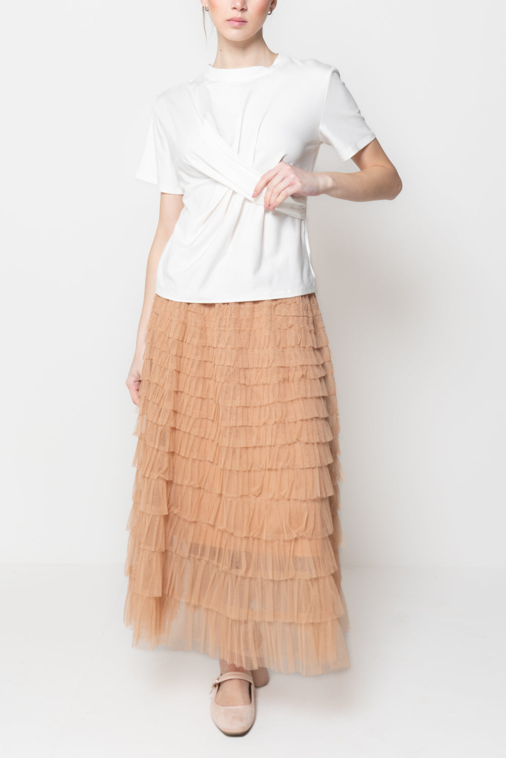 T-shirt con drappeggio