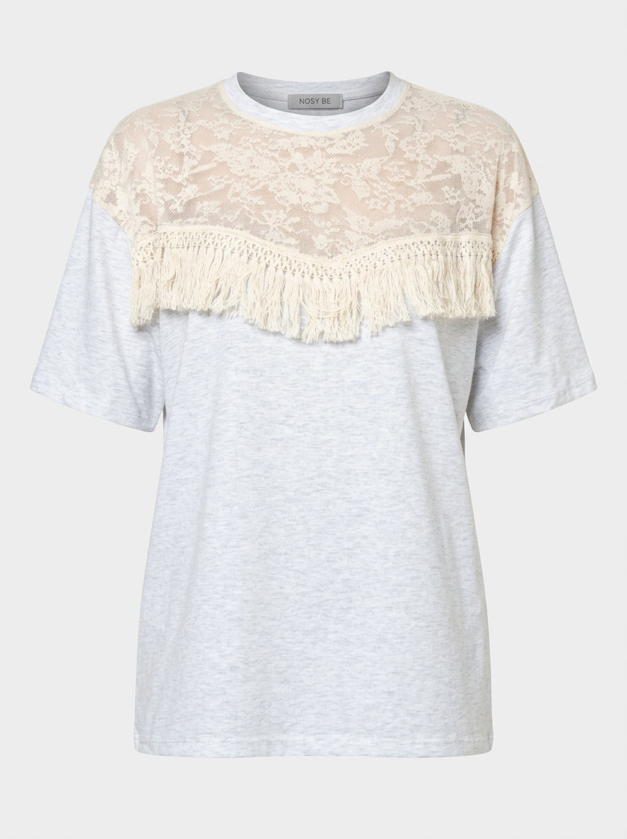 T shirt con dettagli in macramè