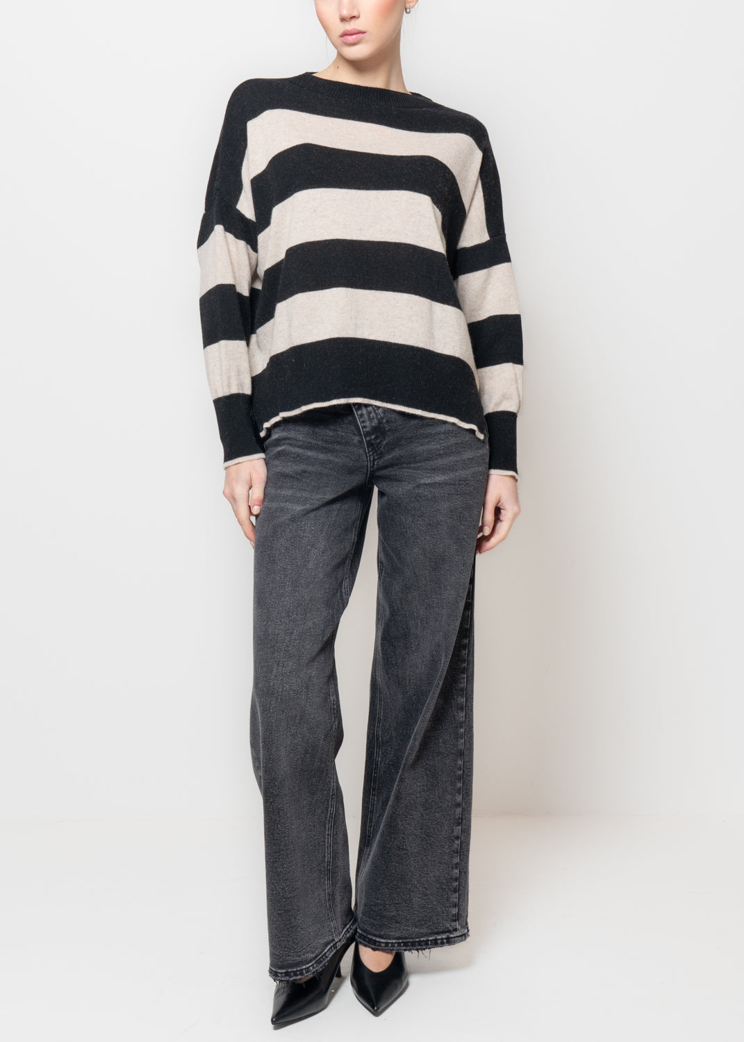 Maglia a righe misto cashmere