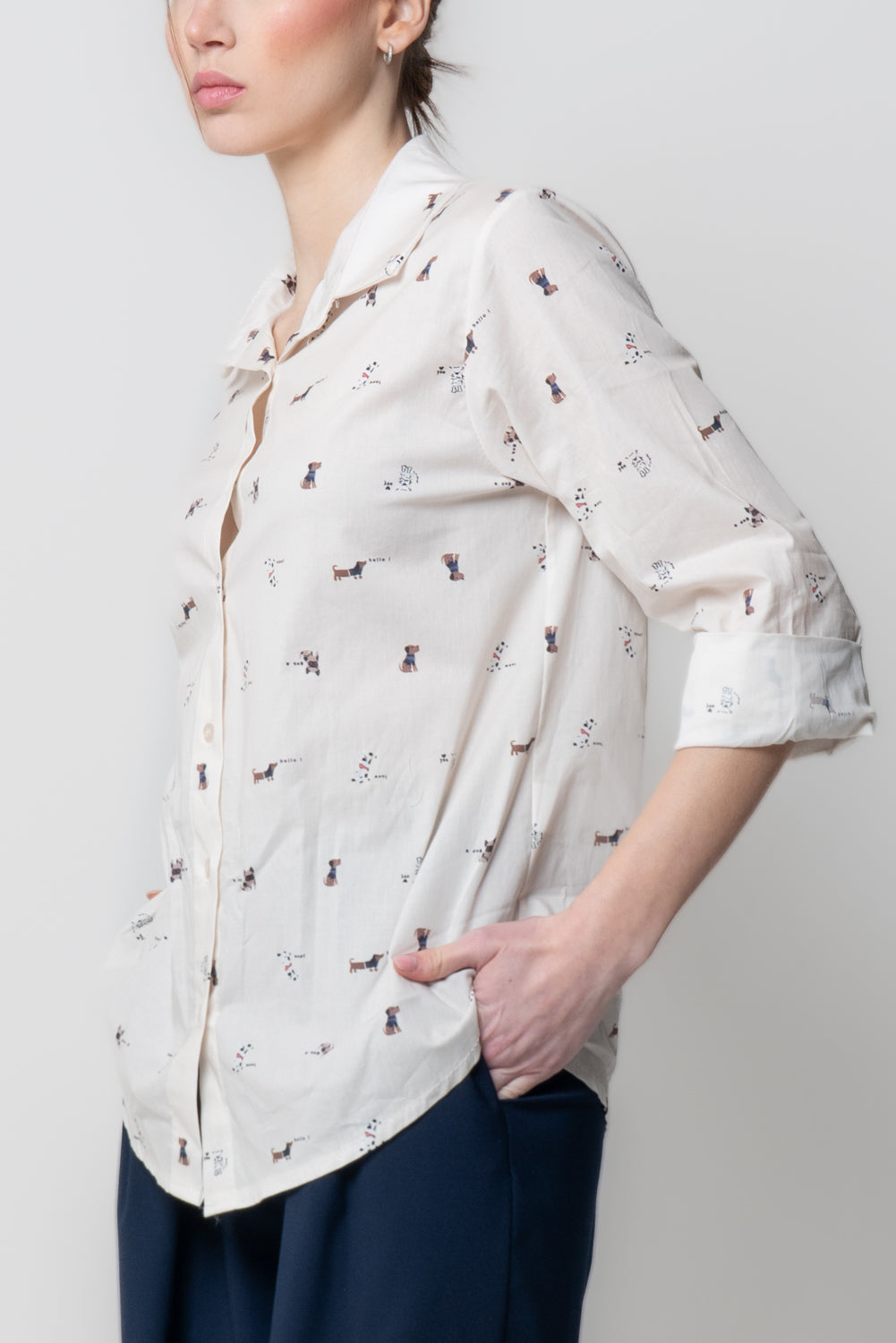 Camicia Bianca Fantasia Cani