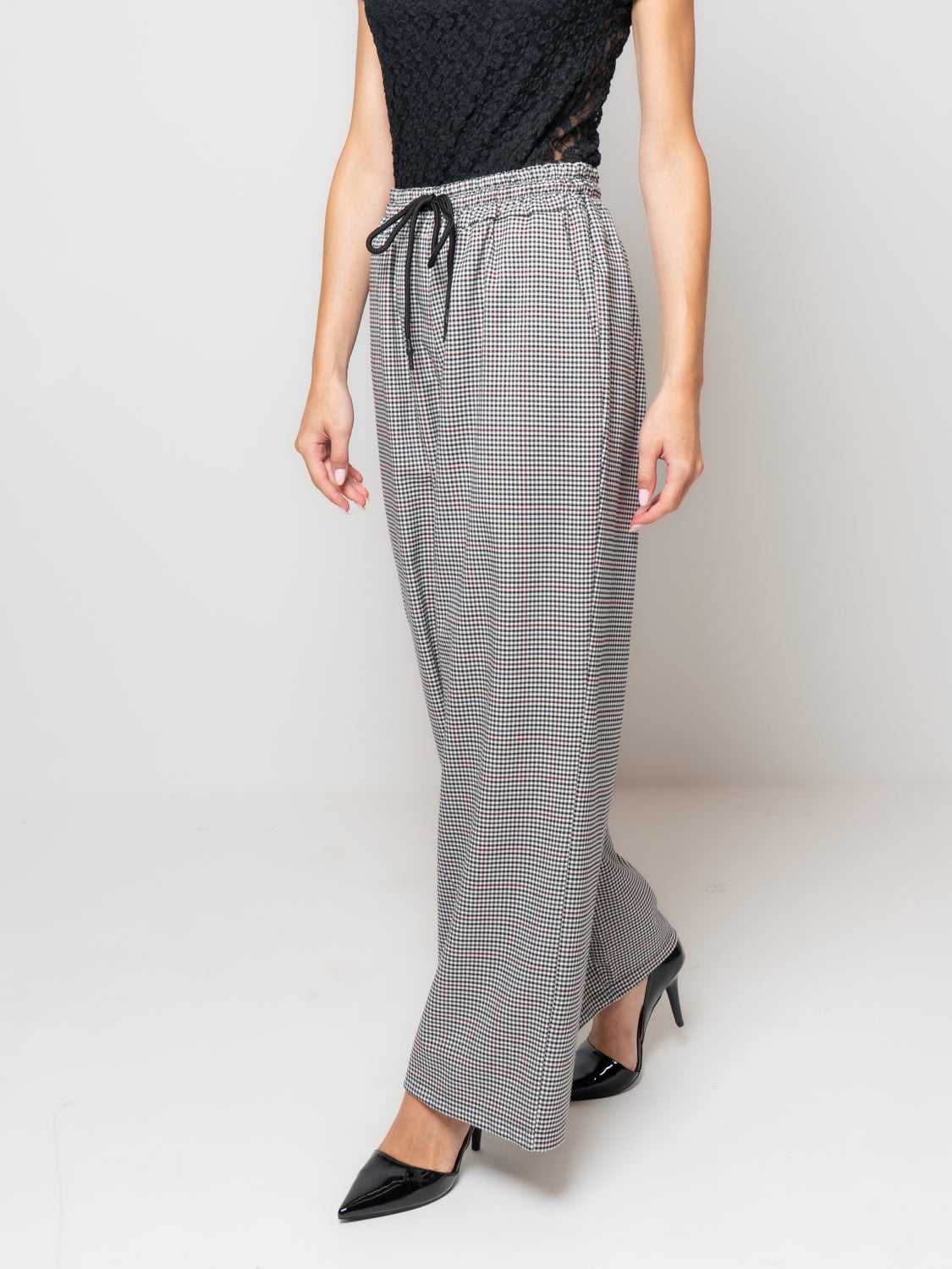 Pantalone pied de poule con coulisse